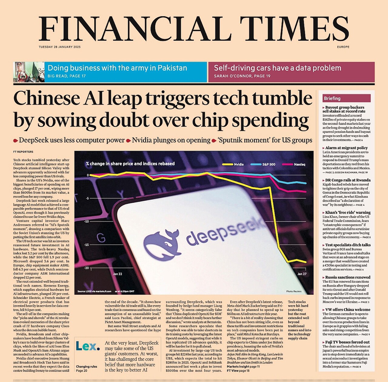 中 AI 스타트업 DeepSeek, 글로벌 IT 주가에 